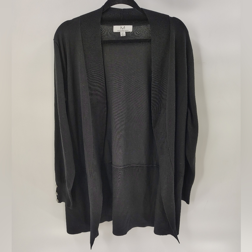 MAGASCHONI Black Open Cardigan Large Button Sleeves